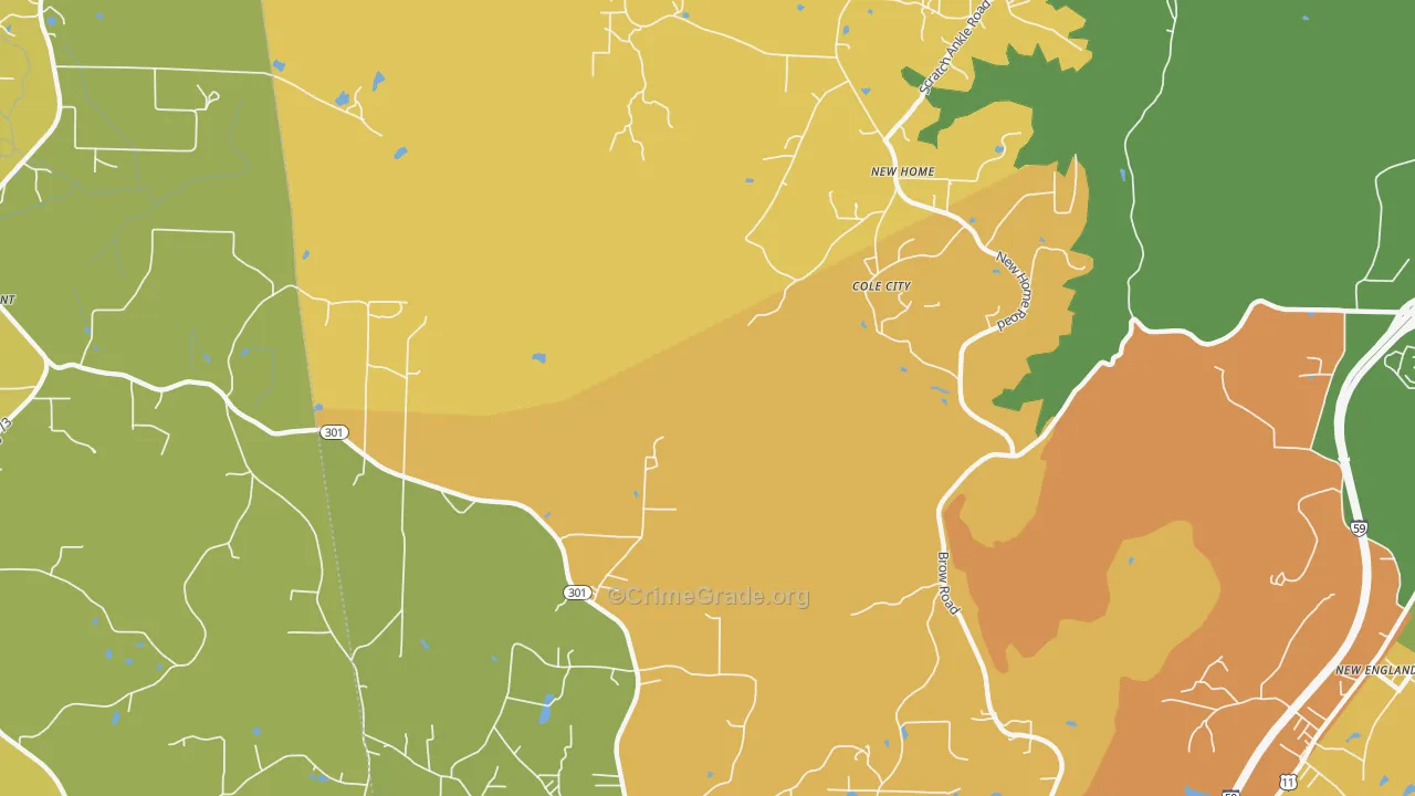 Hooker, GA Map of Assault Rates