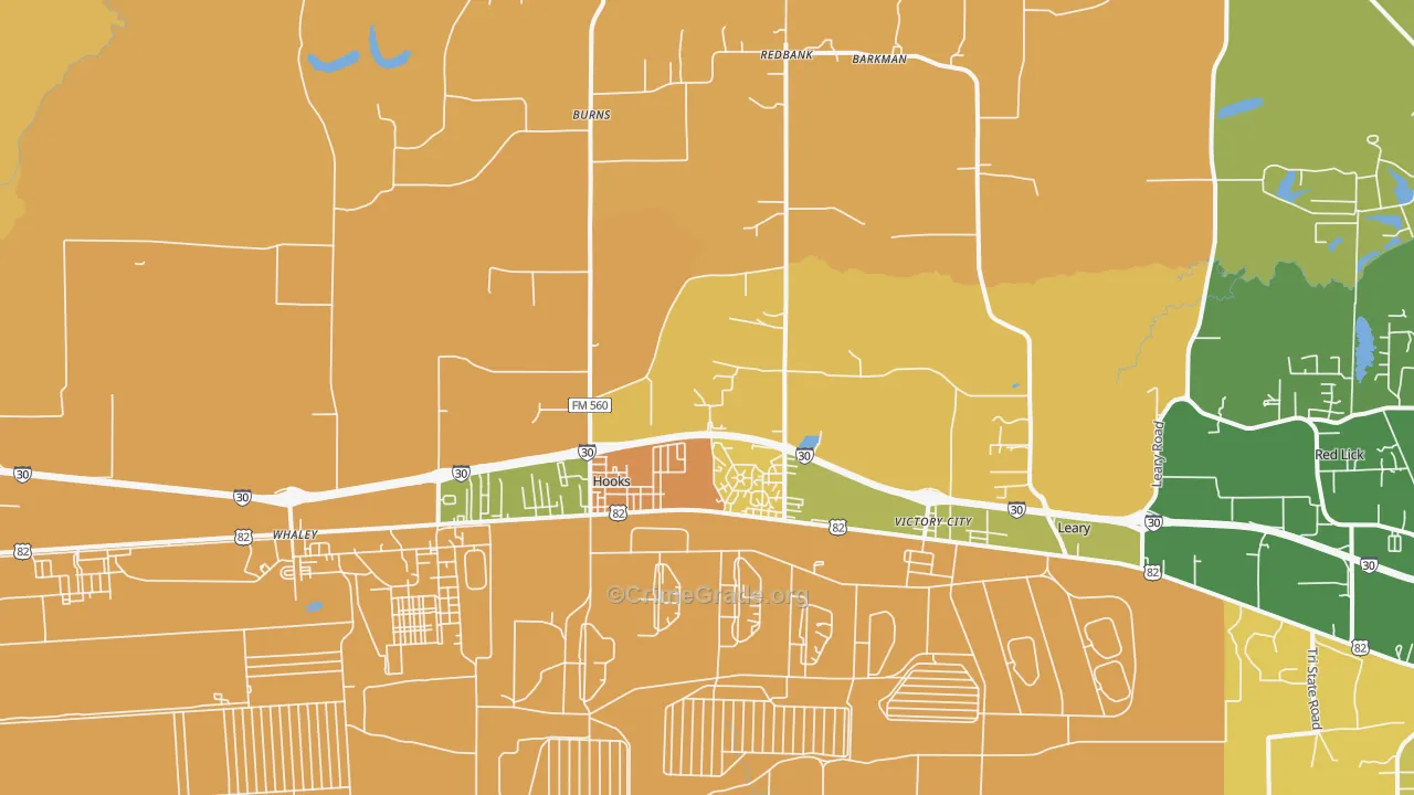 Hooks, TX Map of Assault Rates