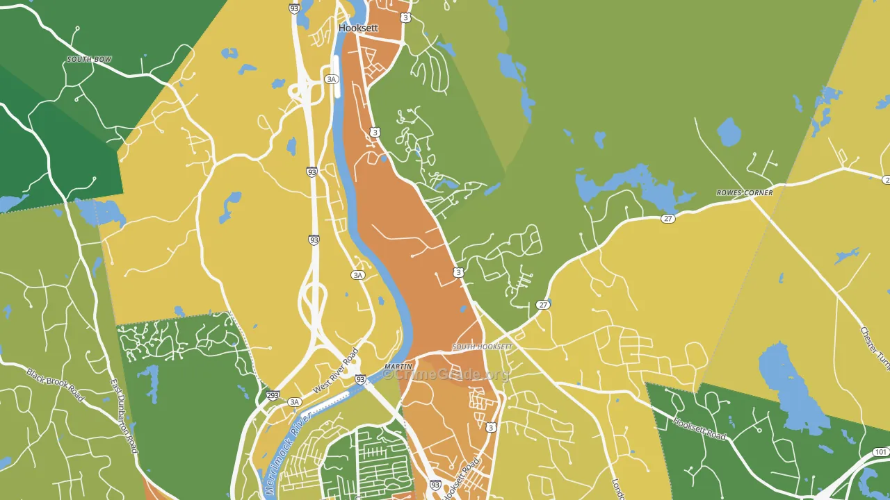 Hooksett, NH Map of Assault Rates