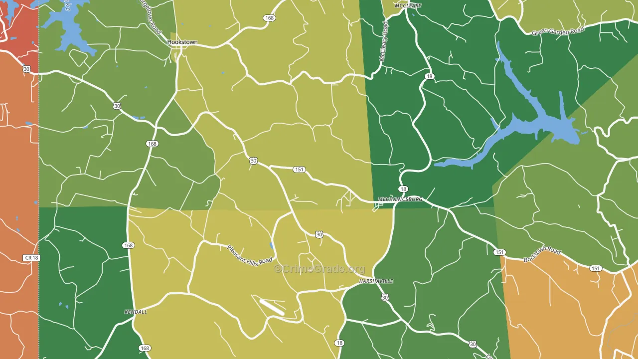 Hookstown, PA Map of Assault Rates