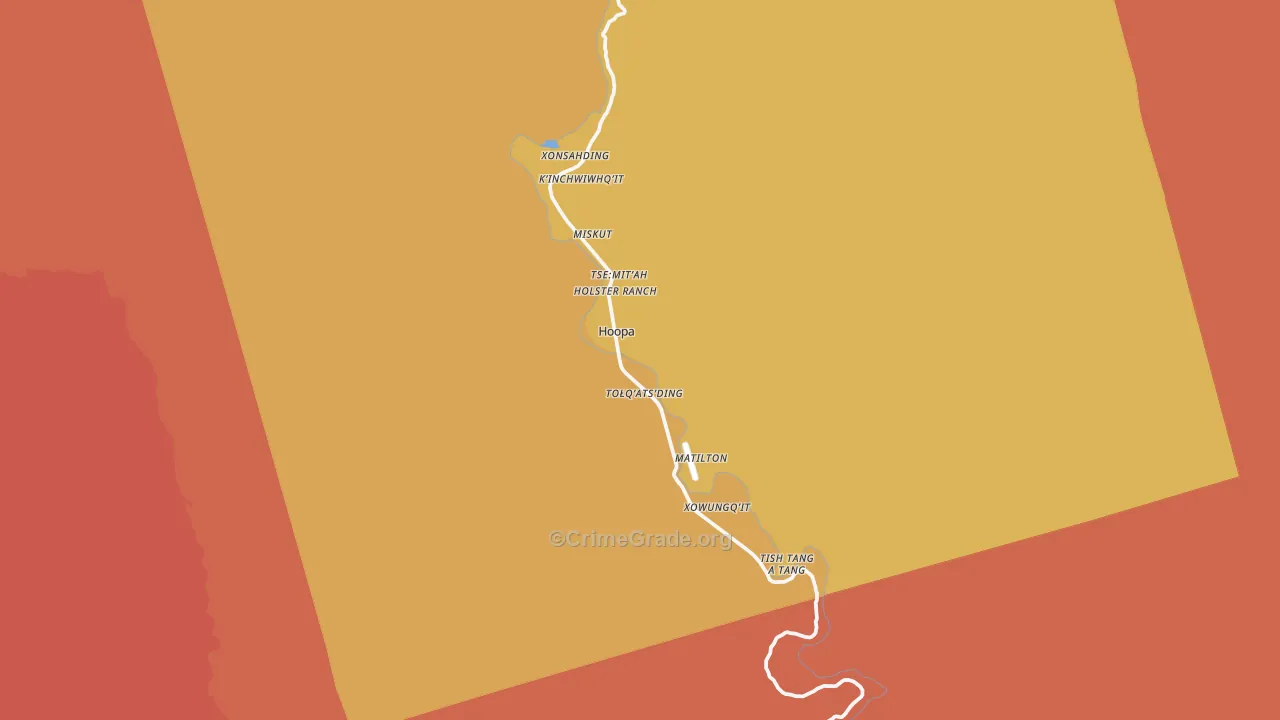 Hoopa, CA Map of Assault Rates