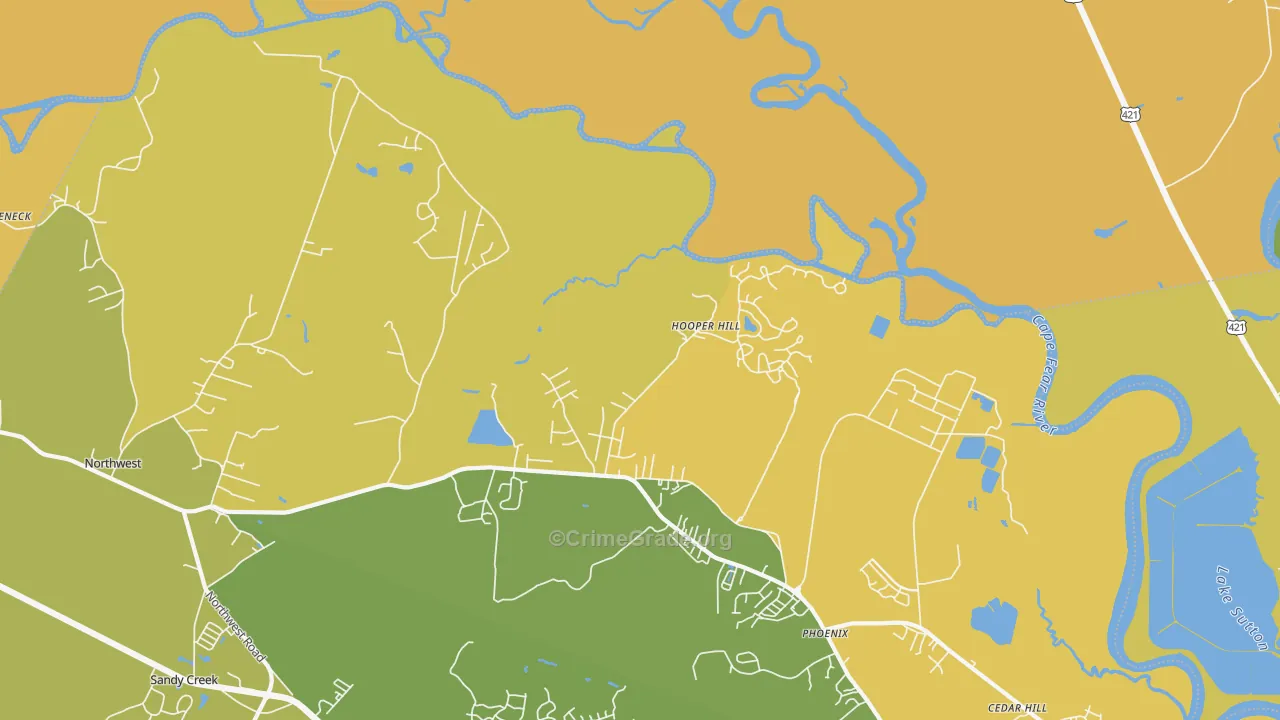 Hooper Hill, NC Map of Assault Rates