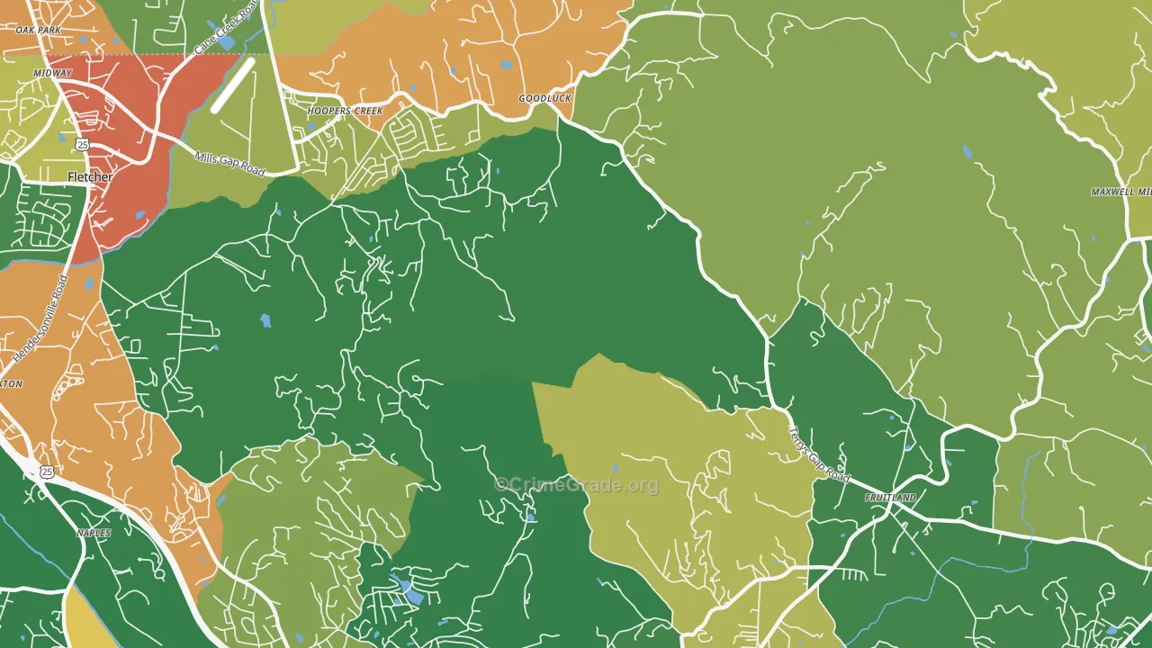 Hoopers Creek, NC Map of Assault Rates