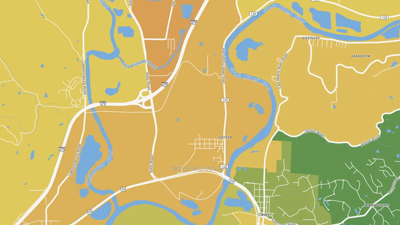 Hooven, OH Map of Assault Rates