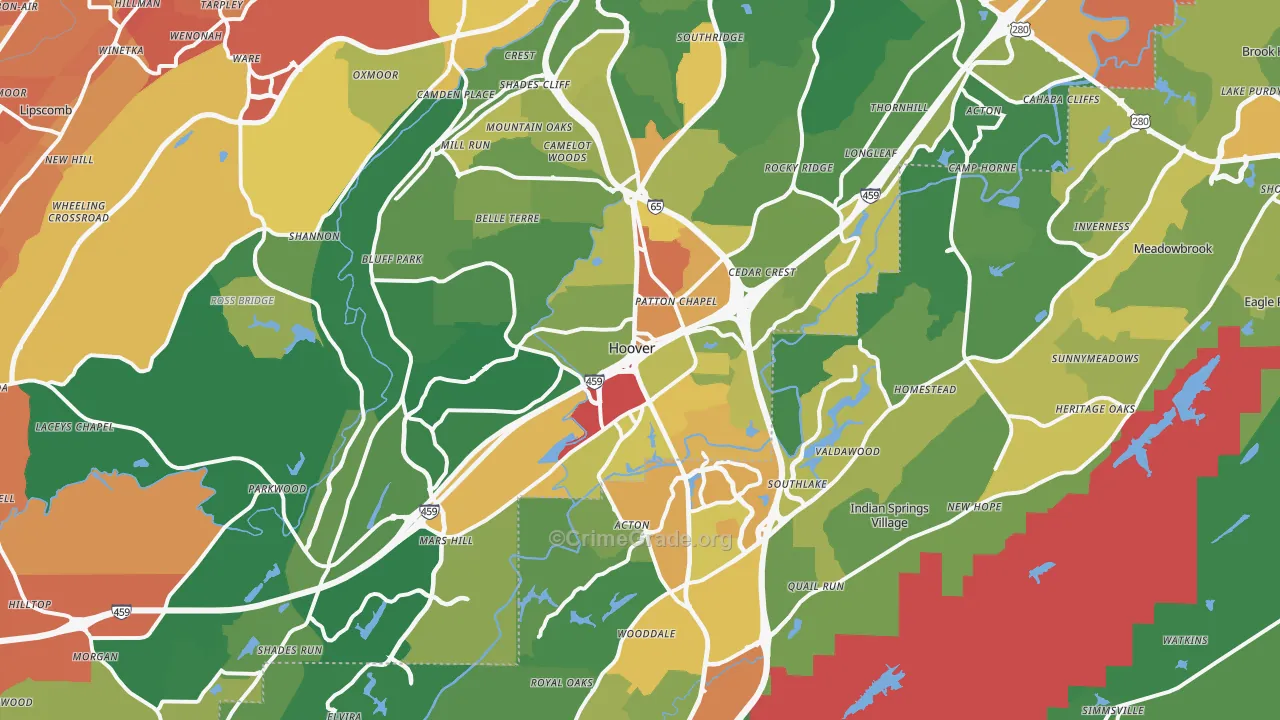 Hoover, AL Map of Assault Rates
