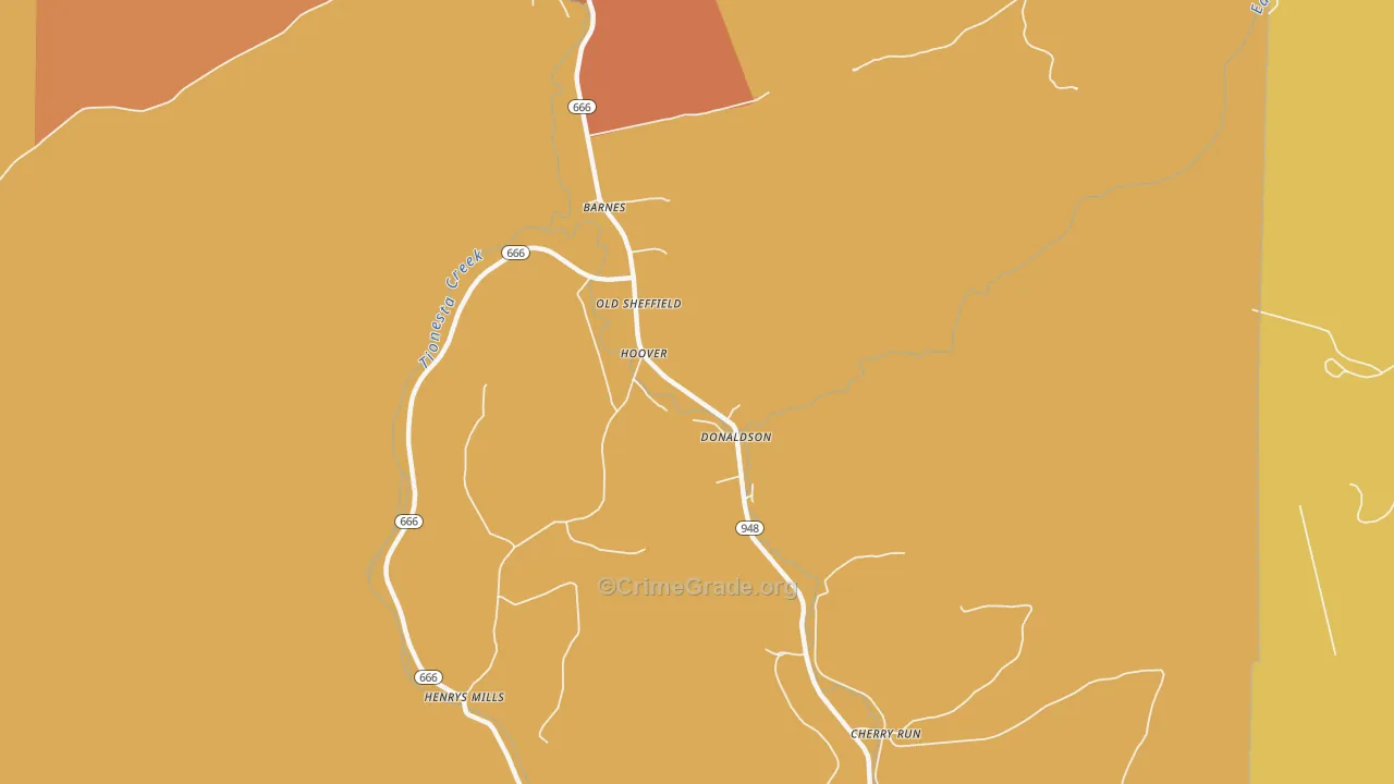 Hoovers, PA Map of Assault Rates