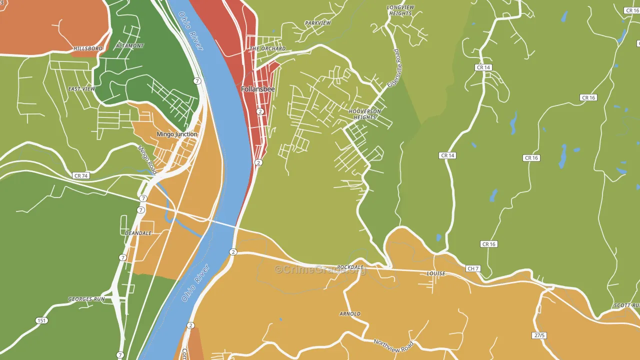 Hooverson Heights, WV Map of Assault Rates