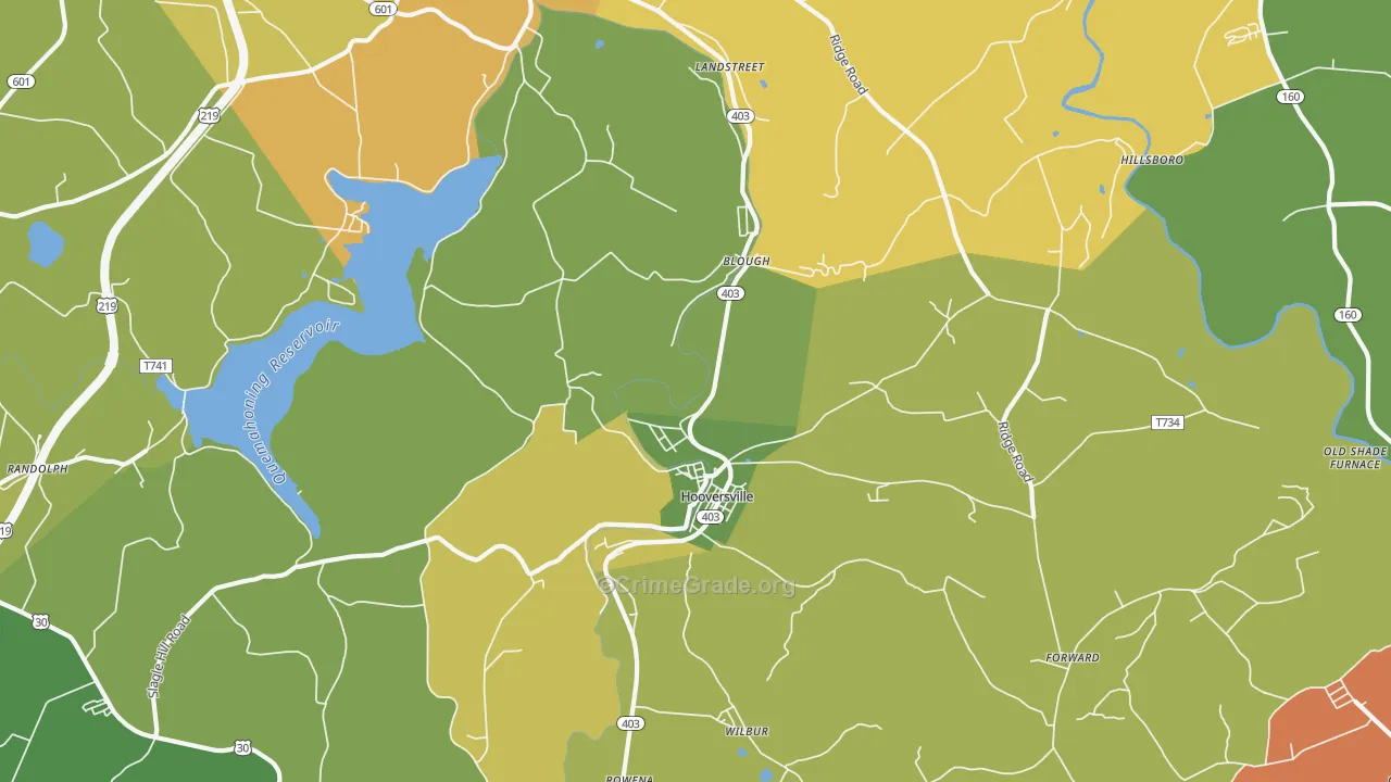 Hooversville, PA Map of Assault Rates