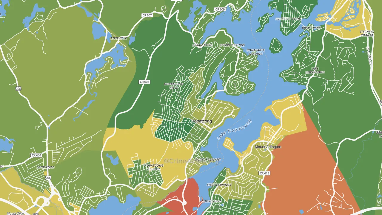 Hopatcong, NJ Map of Assault Rates