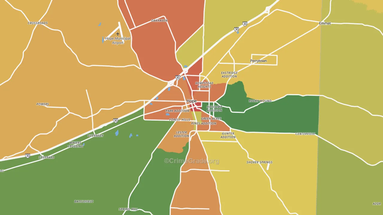Hope, AR Map of Assault Rates