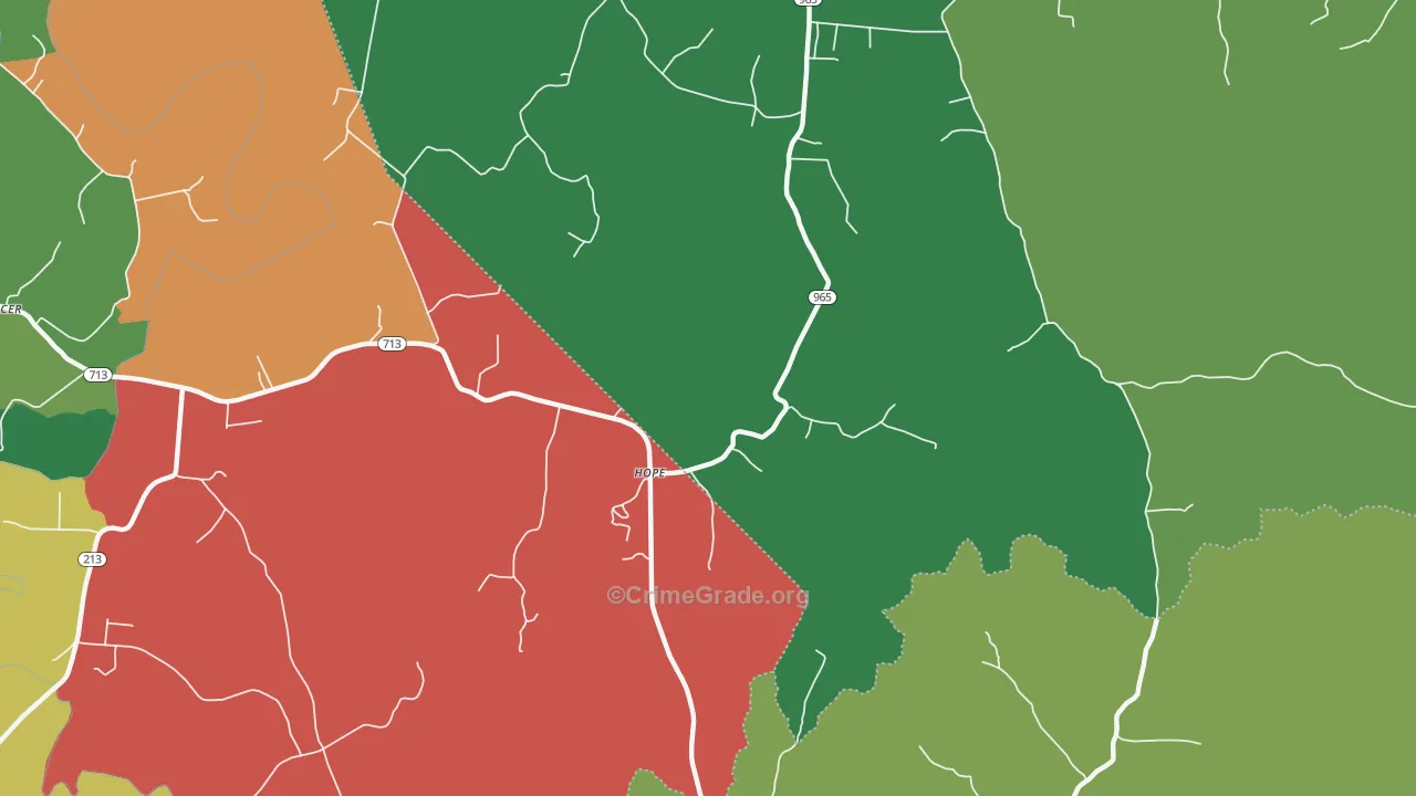 Hope, KY Map of Assault Rates