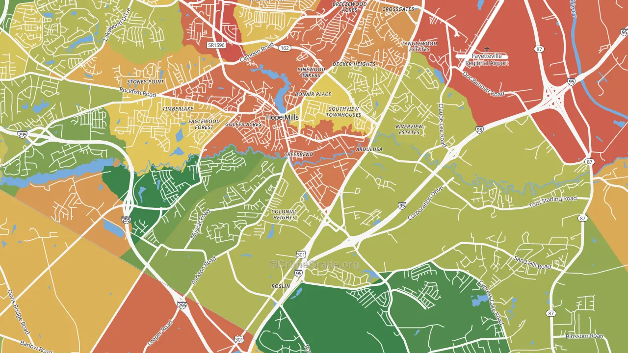 Hope Mills, NC Map of Assault Rates