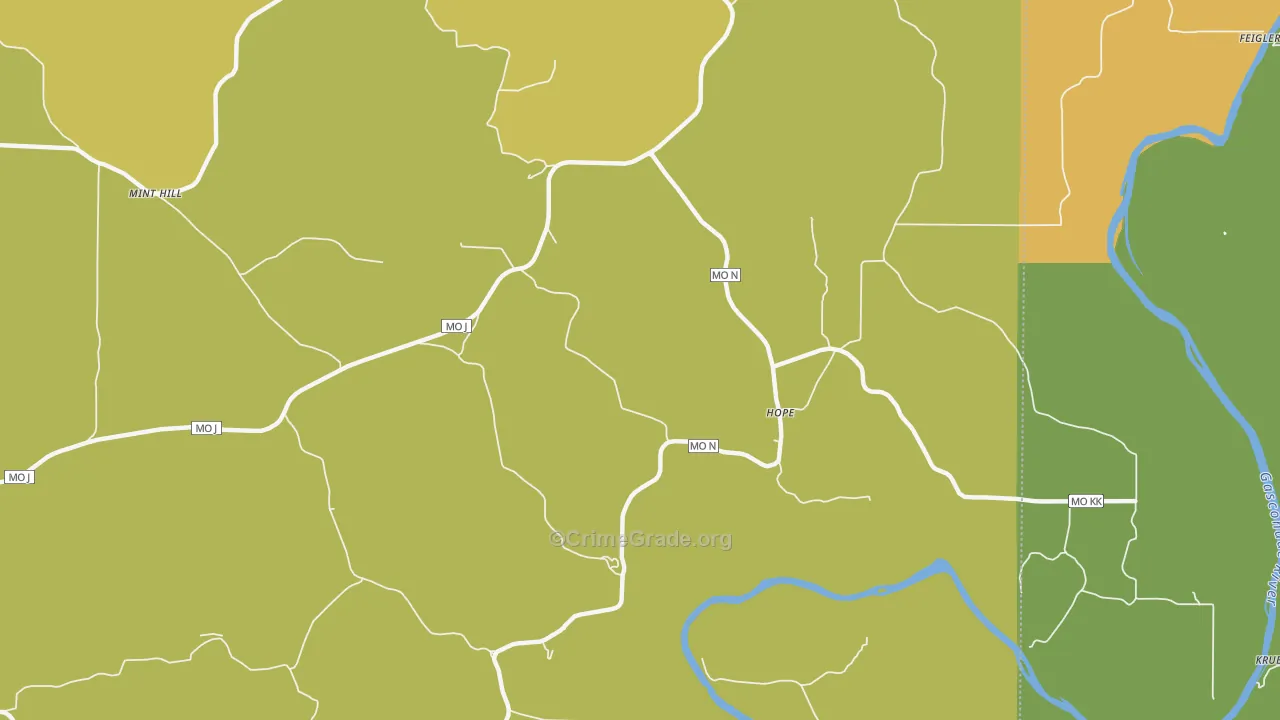 Hope, MO Map of Assault Rates