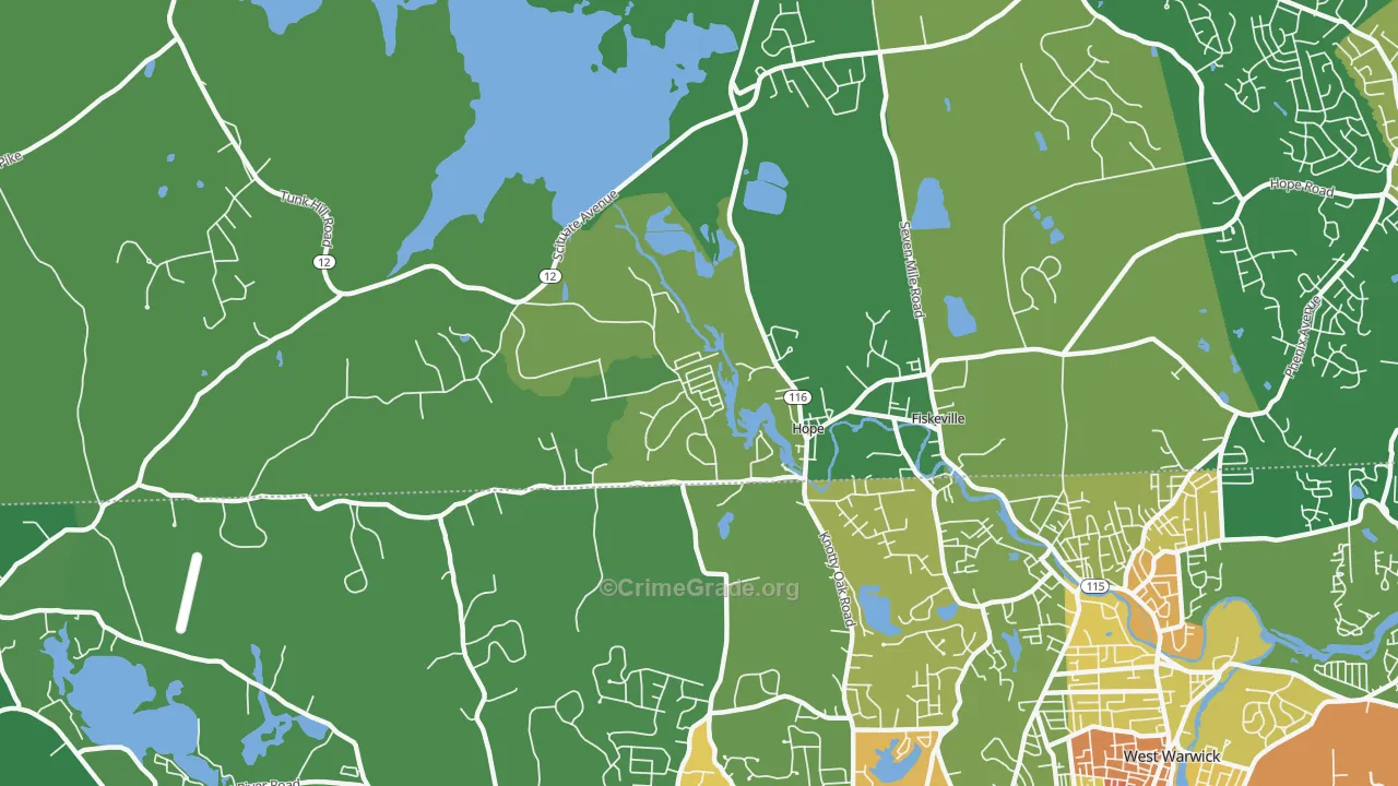 Hope, RI Map of Assault Rates