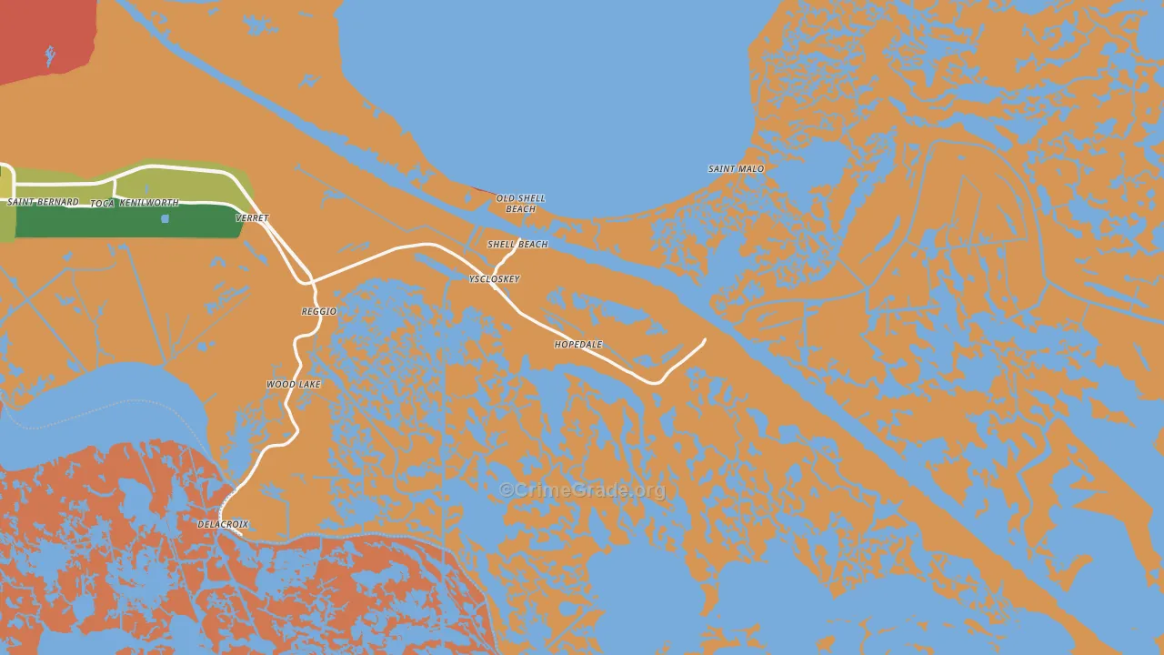 Hopedale, LA Map of Assault Rates