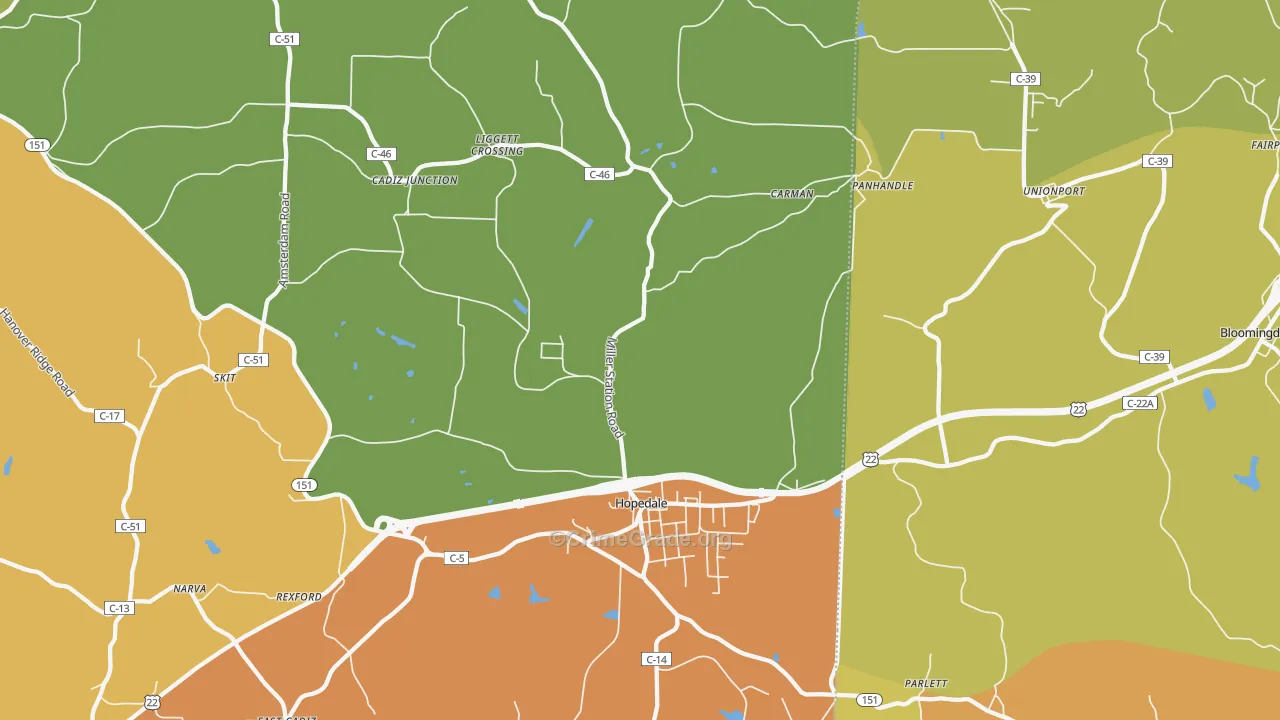 Hopedale, OH Map of Assault Rates