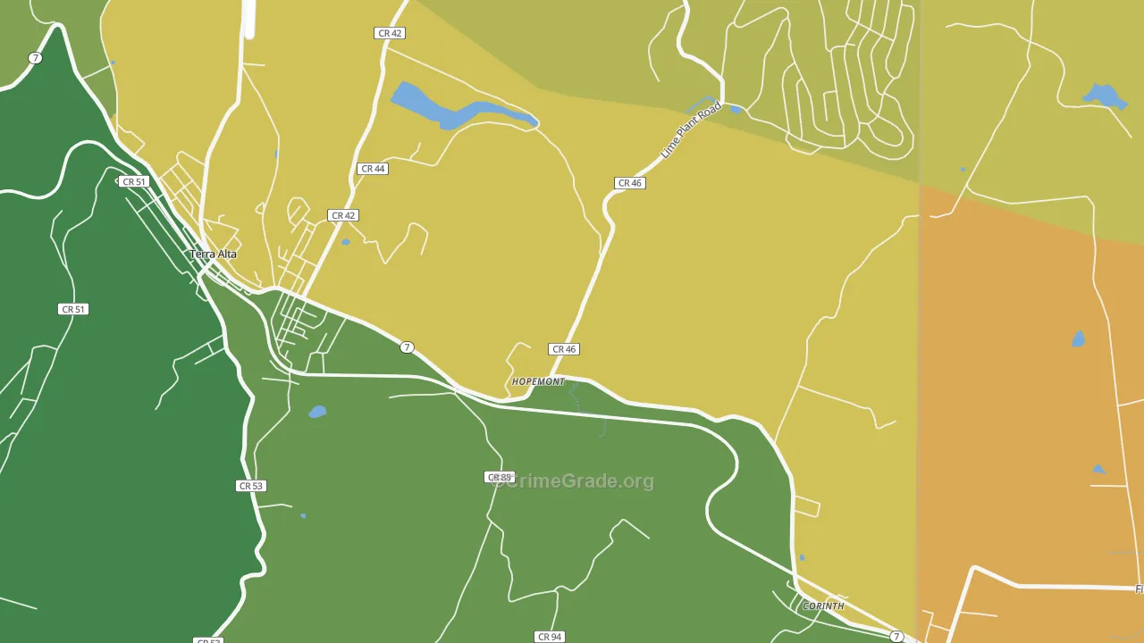 Hopemont, WV Map of Assault Rates