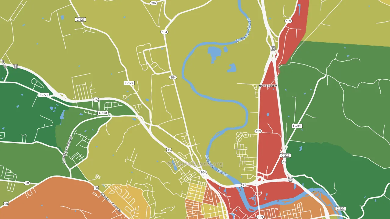 Hopetown, OH Map of Assault Rates