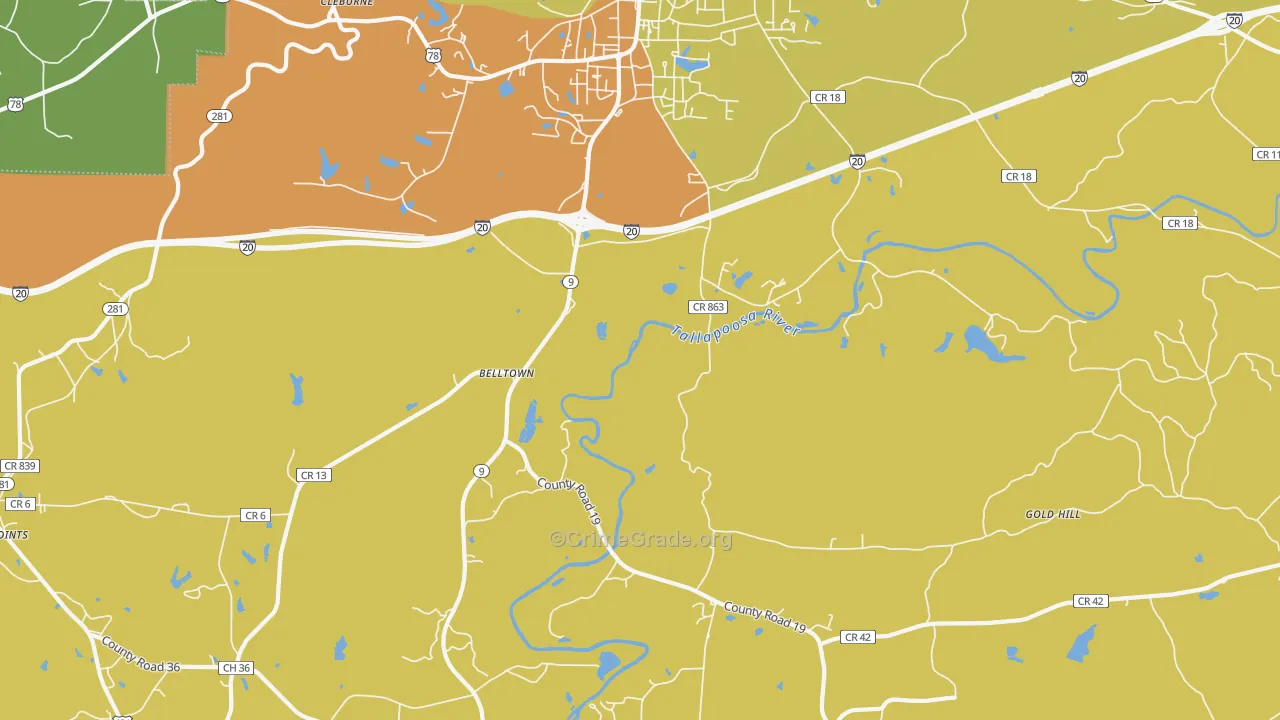 Hopewell, AL Map of Assault Rates