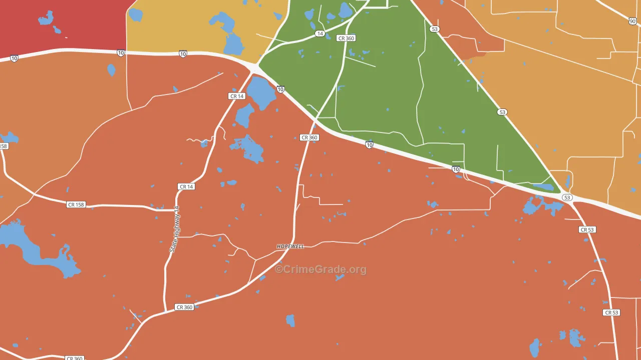 Hopewell, FL Map of Assault Rates