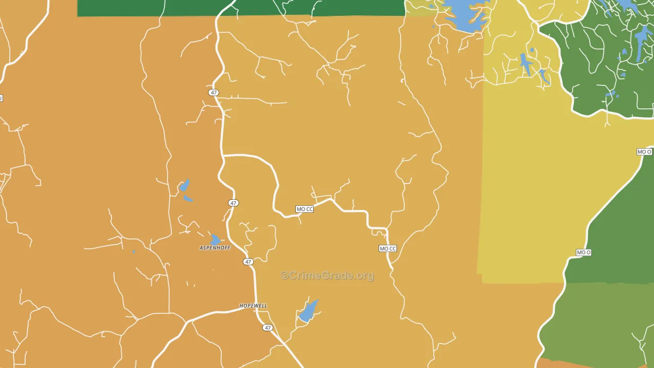 Hopewell, MO Map of Assault Rates