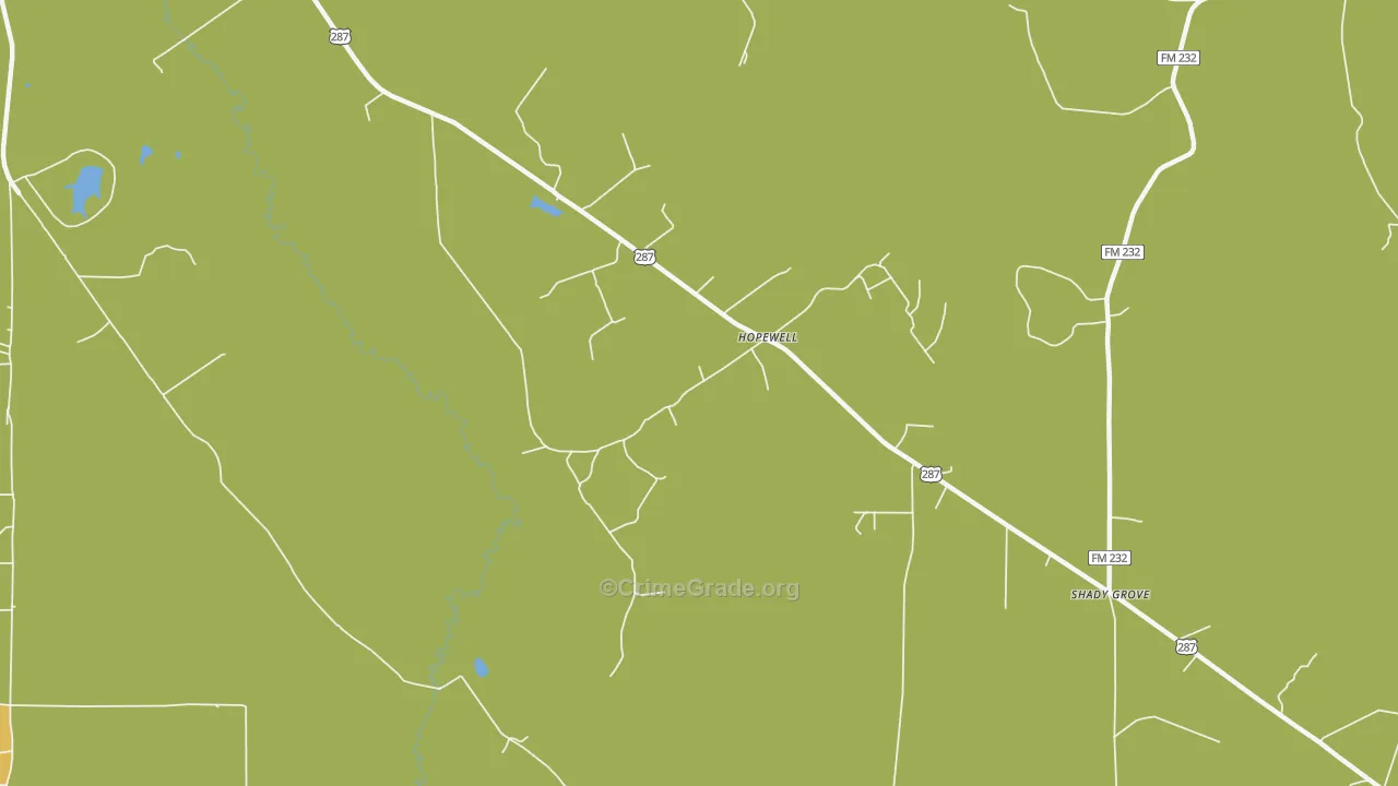 Hopewell, TX Map of Assault Rates