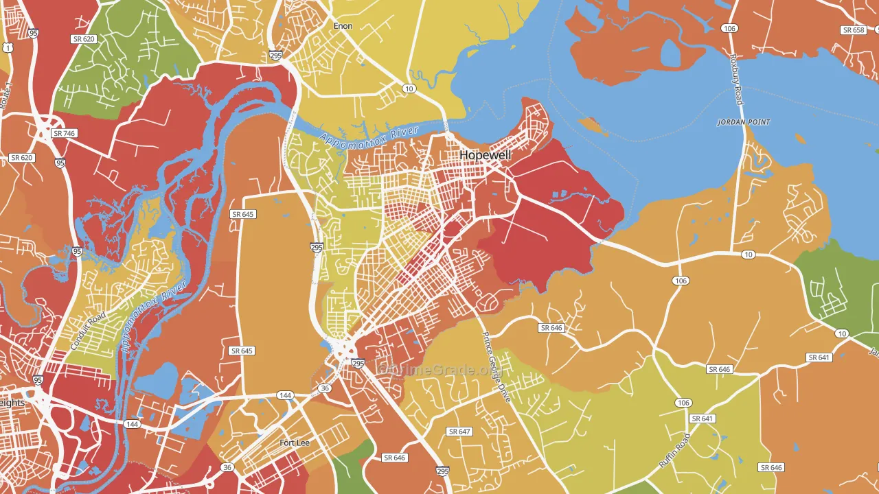 Hopewell, VA Map of Assault Rates
