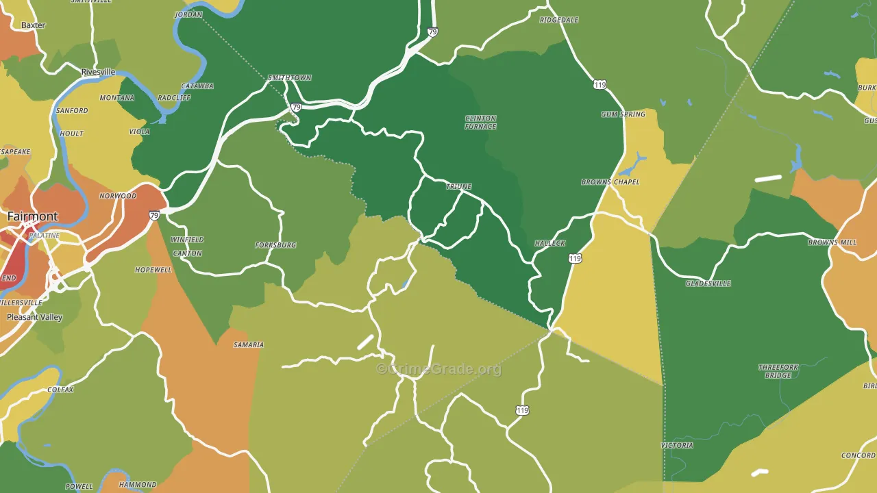Hopewell, WV Map of Assault Rates