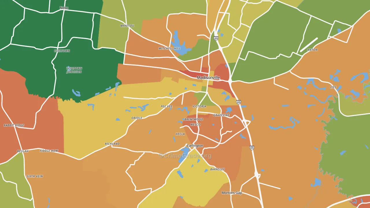 Hopkins County, KY Map of Assault Rates