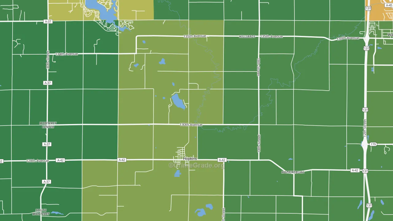 Hopkins, MI Map of Assault Rates