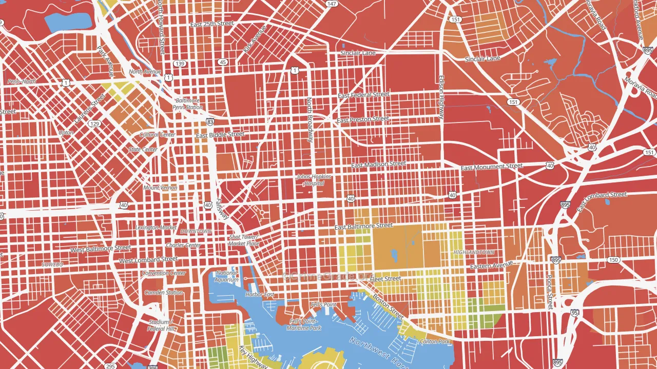 Hopkins-Middle East, Baltimore, MD Map of Assault Rates