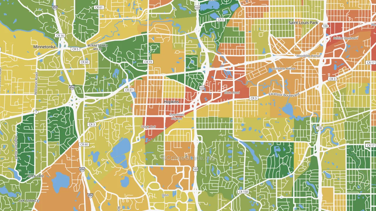 Hopkins, MN Map of Assault Rates