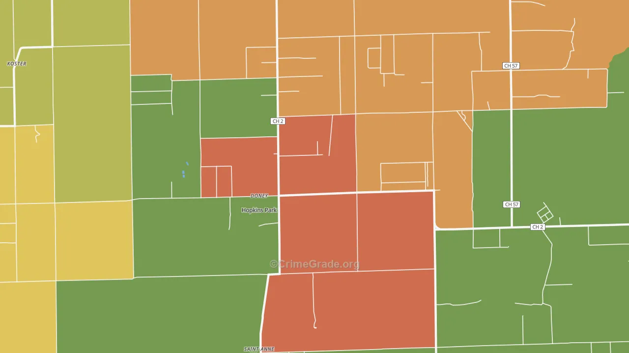 Hopkins Park, IL Map of Assault Rates