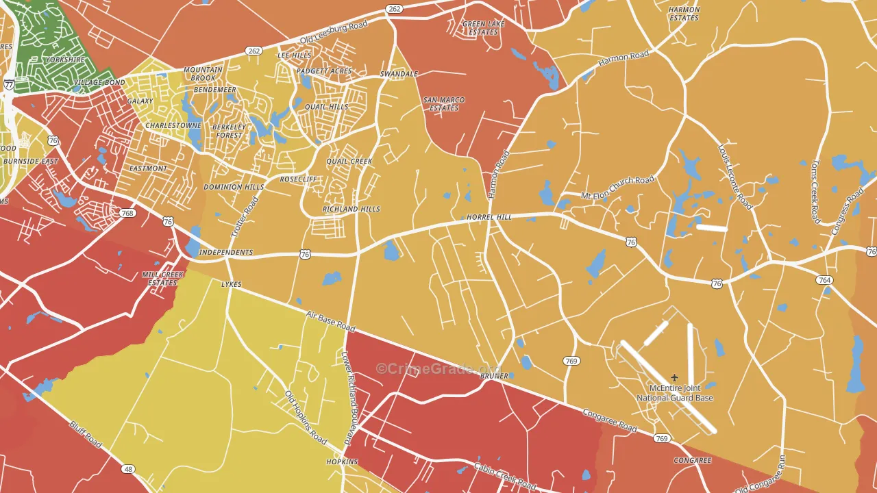 Hopkins, SC Map of Assault Rates