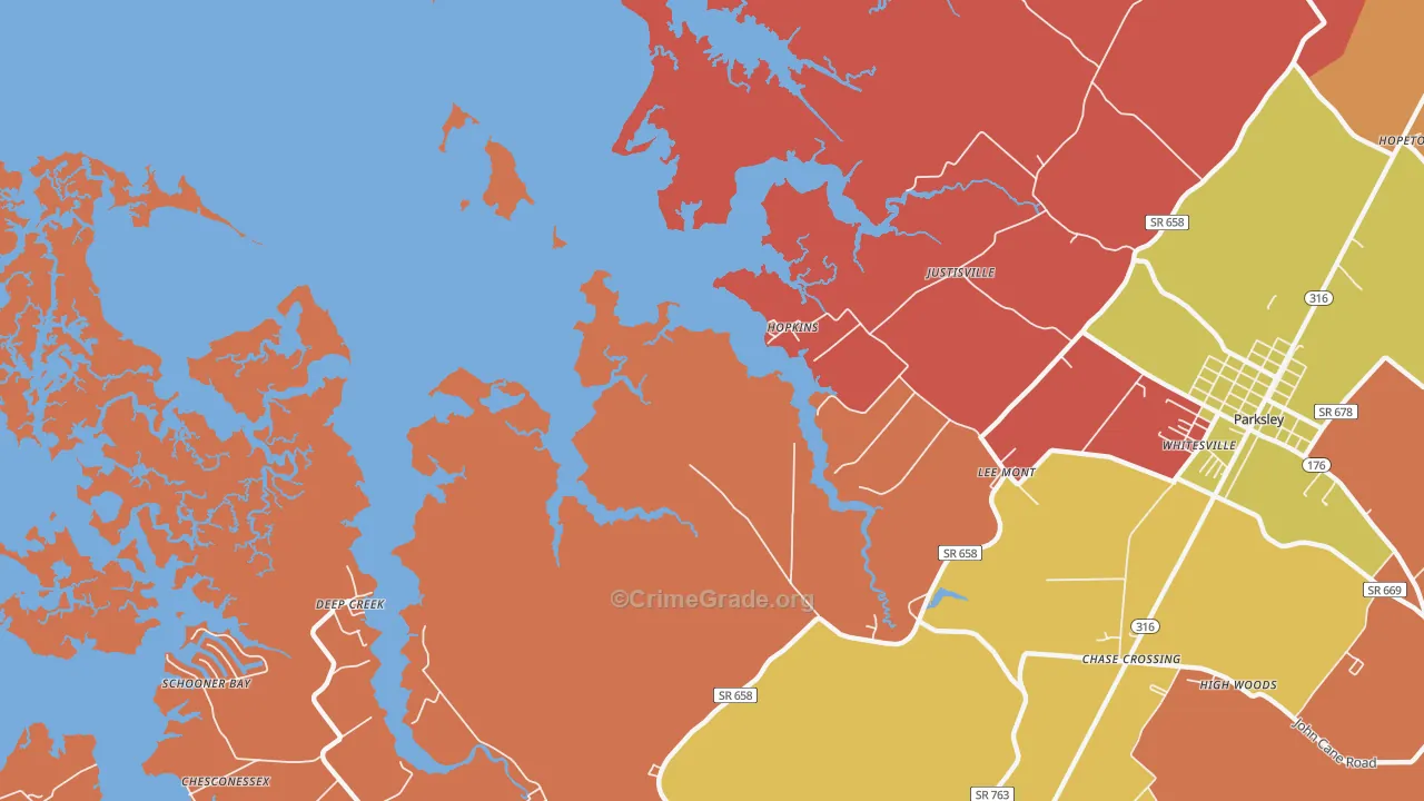 Hopkins, VA Map of Assault Rates
