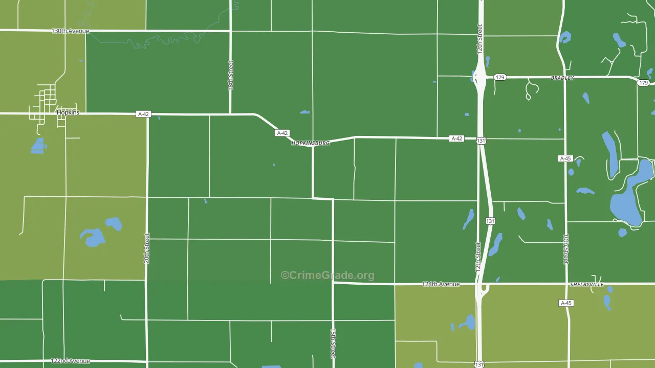 Hopkinsburg, MI Map of Assault Rates