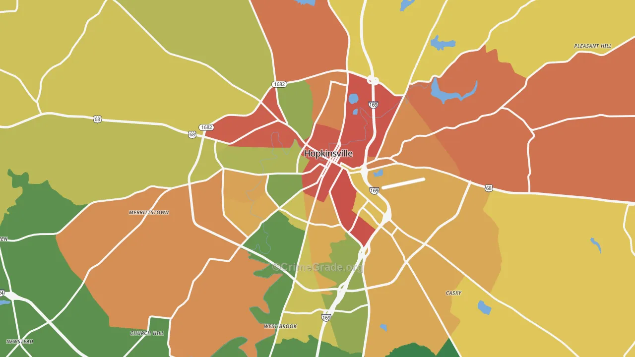 Hopkinsville, KY Map of Assault Rates