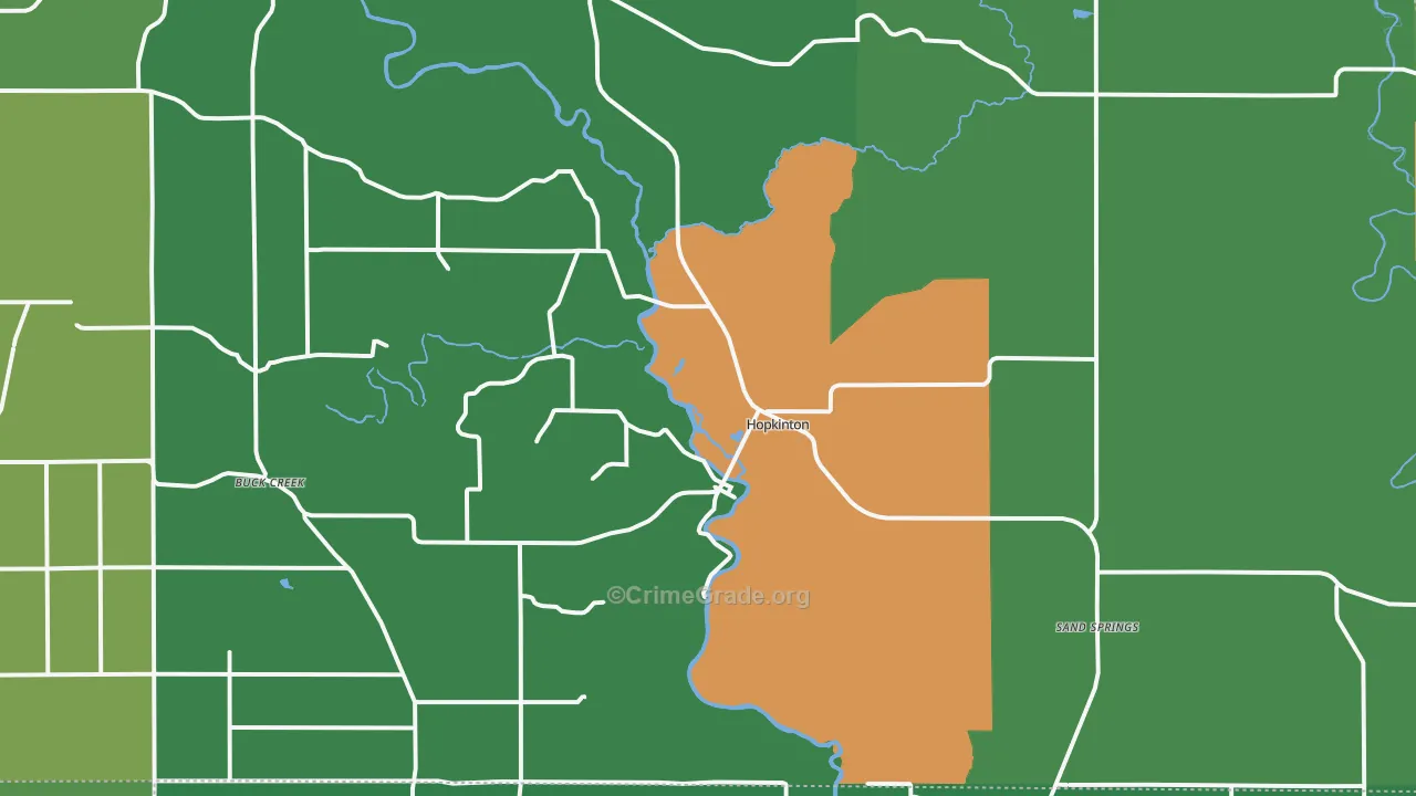 Hopkinton, IA Map of Assault Rates