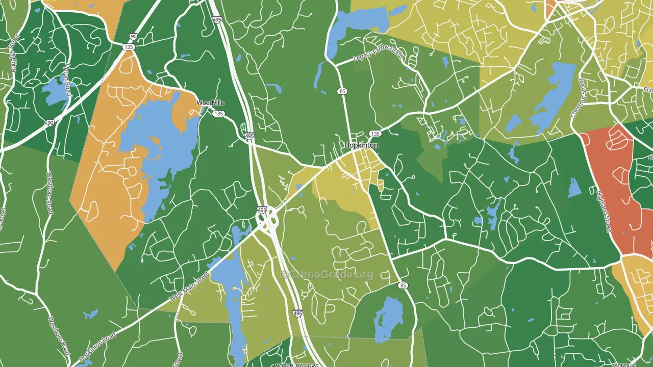 Hopkinton, MA Map of Assault Rates