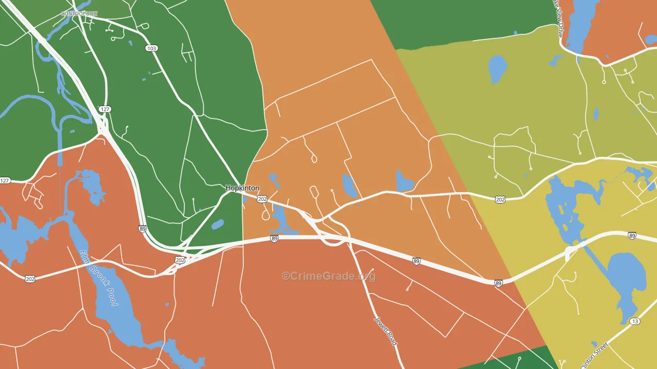 Hopkinton, NH Map of Assault Rates