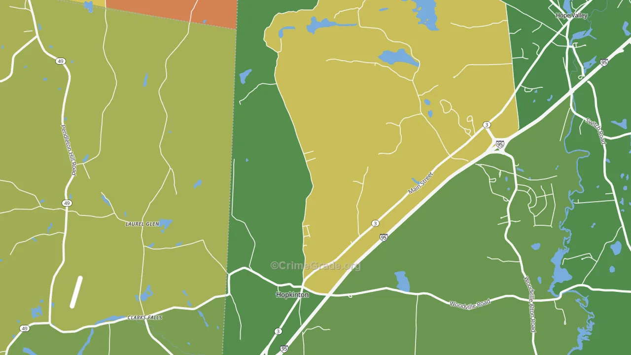 Hopkinton, RI Map of Assault Rates