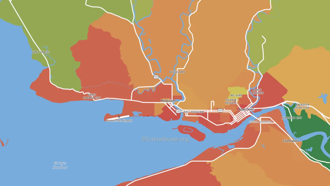 Hoquiam, WA Map of Assault Rates