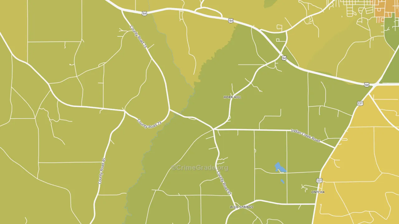 Horn Hill, AL Map of Assault Rates