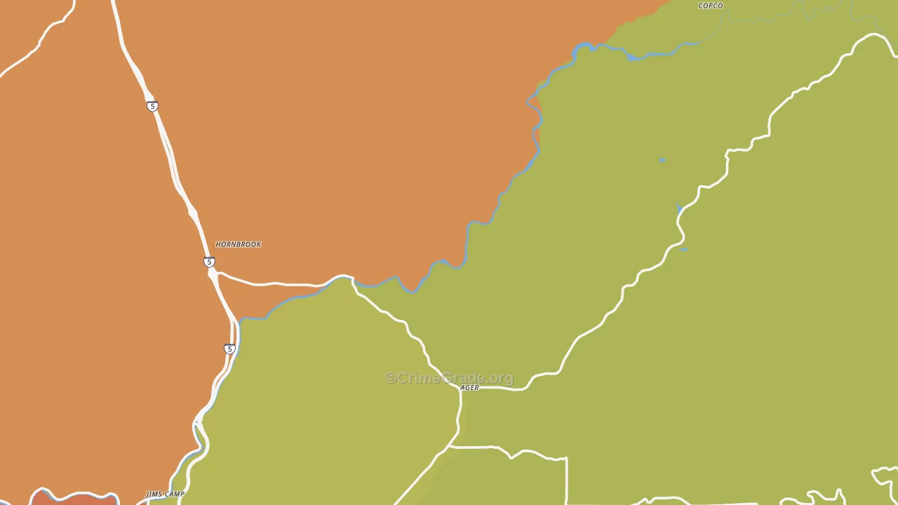 Hornbrook, CA Map of Assault Rates