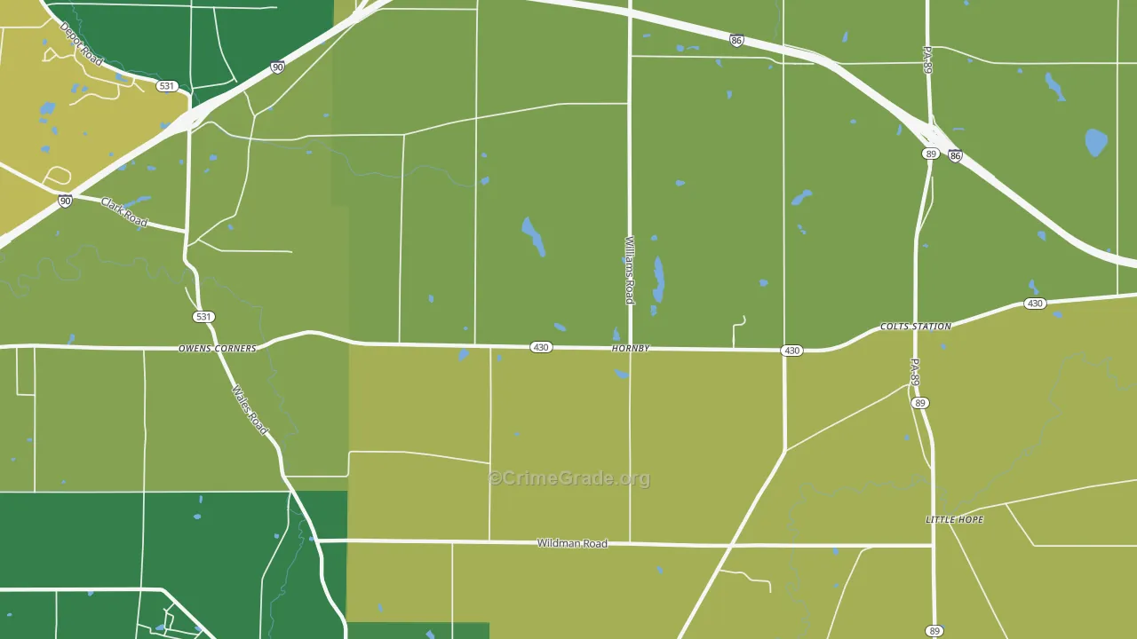 Hornby, PA Map of Assault Rates
