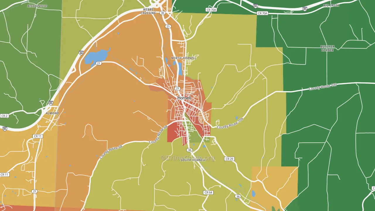 Hornell, NY Map of Assault Rates