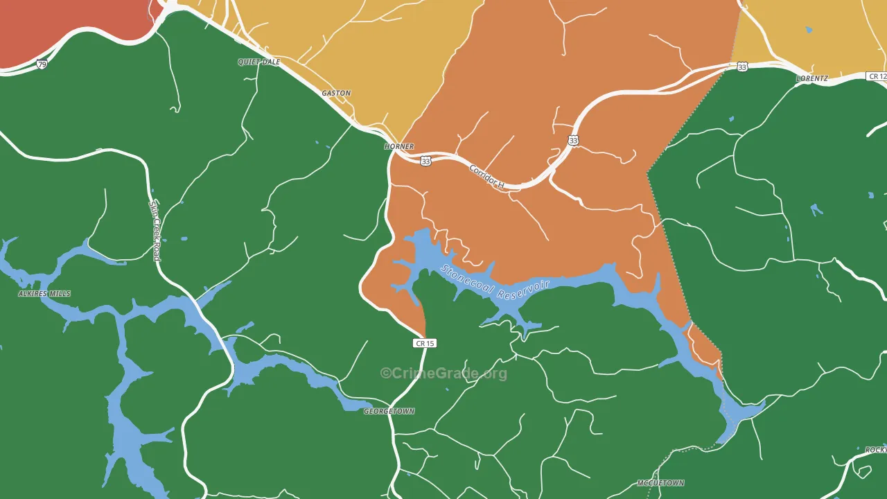 Horner, WV Map of Assault Rates