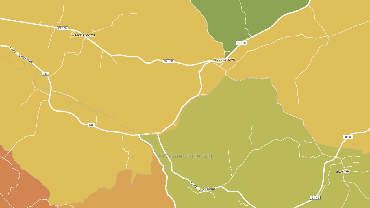 Hornertown, TN Map of Assault Rates