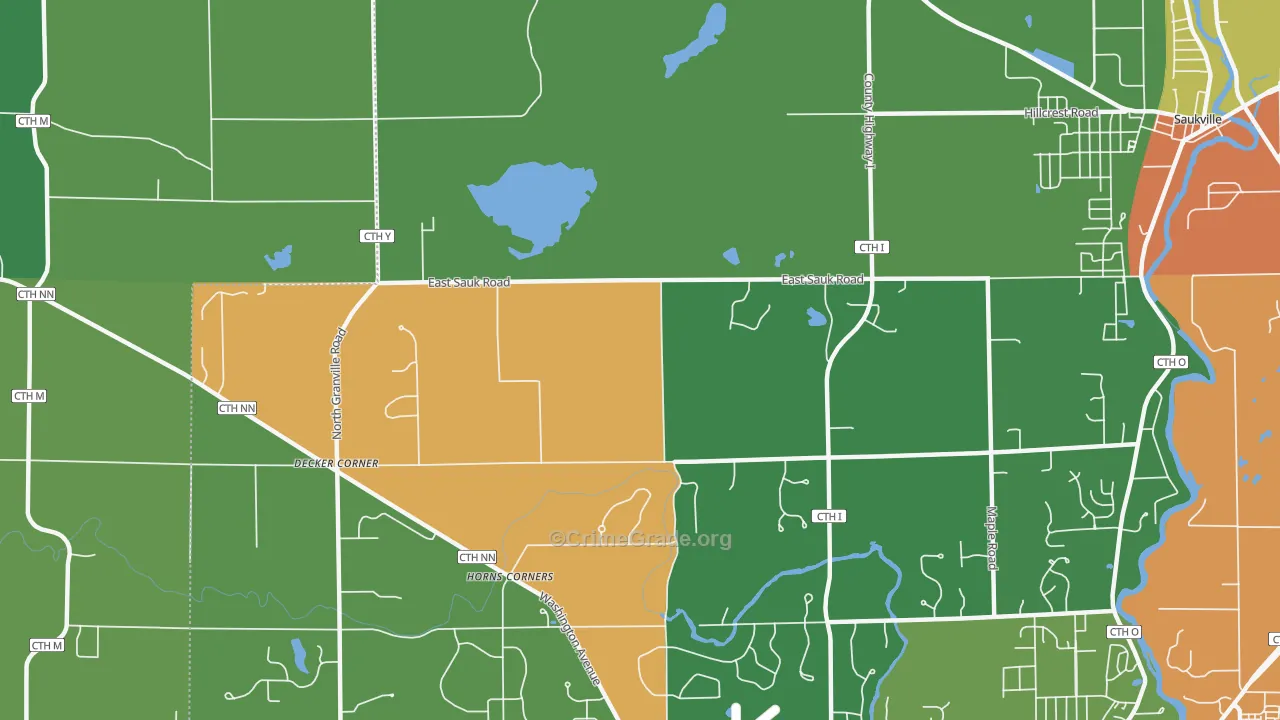 Horns Corners, WI Map of Assault Rates