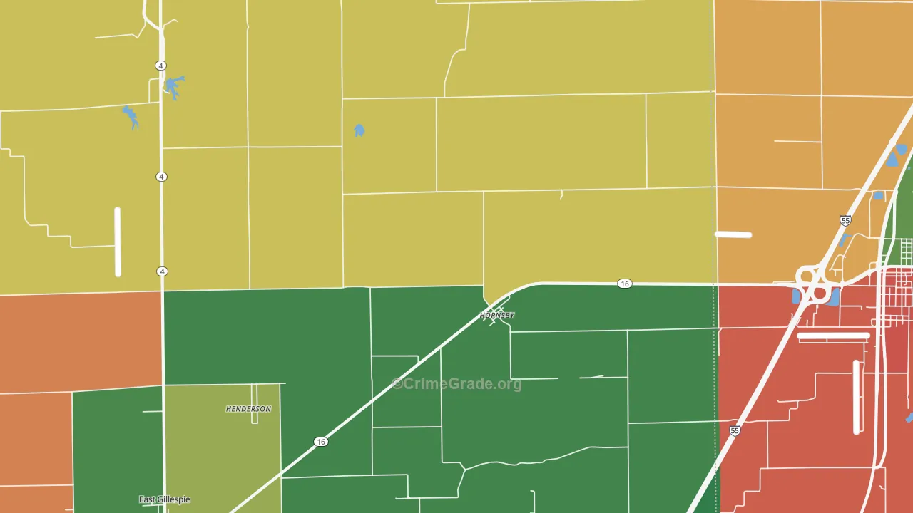 Hornsby, IL Map of Assault Rates